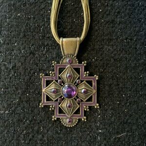 Vintage Elegant Purple Cross Pendant Necklace